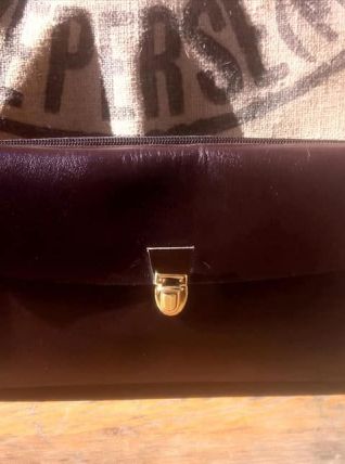 Trousse de toilette vintage en cuir véritable "Le Tanneur" 