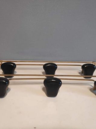 porte-manteaux muraux vintage en métal doré  3 patères 