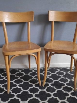chaises de bistrot en bois courbé verni vintage