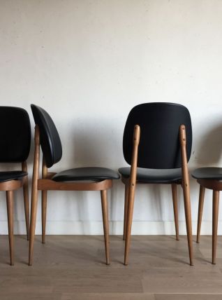 Suite de 6 chaises Pégase de chez Baumann vintage années 60