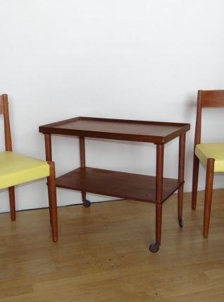 Paire de chaise en teck, skaï jaune, made in dannemark