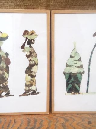 Deux cadres en véritables ailes de papillons - Art africain