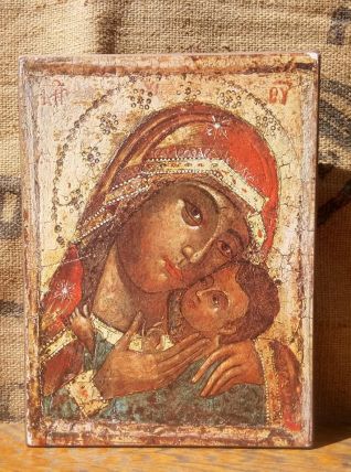 Icône de la vierge de Korsun (russe) sur bois massif