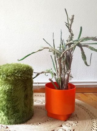 Pouf moumoute vert - Années 70