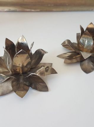 Bougeoirs vintage Nénuphar bougies Bougeoirs Fleur Laiton Dé