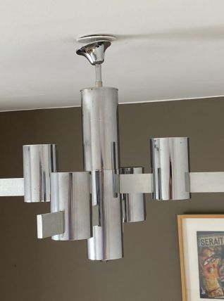 Lustre italien de Gaetano SCIOLARI. 5 feux. 1970.