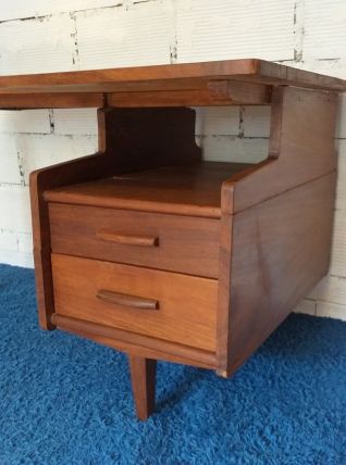 Bureau Jacques Hauville teck années 60 vintage