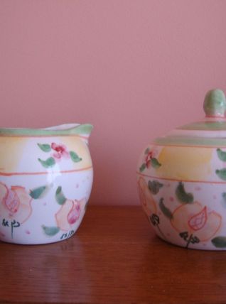 Sucrier et pot à lait vintage en céramique