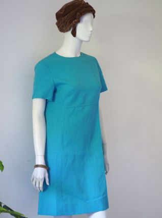 Robe babydoll Mod trapèze Twiggy turquoise vintage 60's