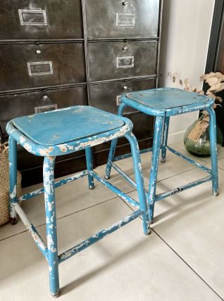 Paire de tabourets d’atelier industriels