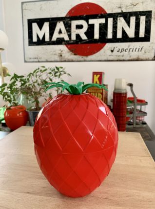 Seau à glaçons ananas rouge vintage