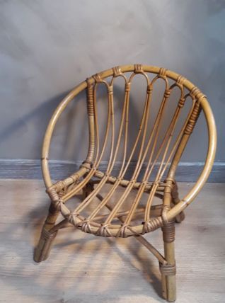 fauteuil osier 1960 a70s belle etat 44x54cm  pour enfant ou 