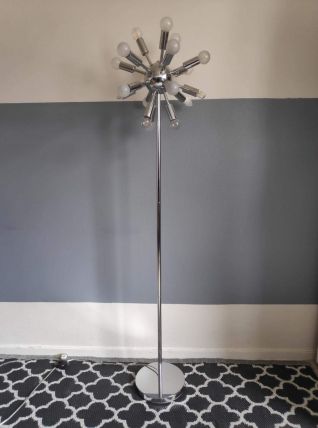 lampadaire spoutnik 18 feux en métal chromé