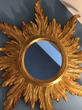 Grand miroir soleil bois 58cm 1940