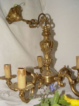 Lustre Rococo  bronze à 5 branches "bougies"