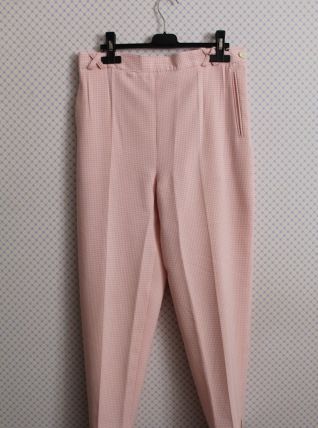 Pantalon vintage "Manoukian" carreaux vichy rose blanc