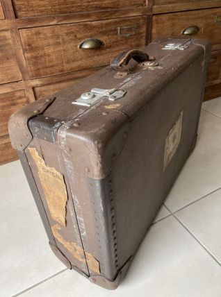 Ancienne grande valise vintage bois