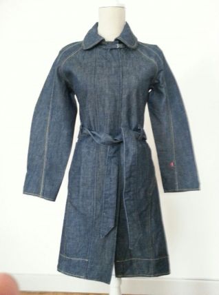 Trench ceinturé "LEVIS" fermeture zip en jean brut XS neuf