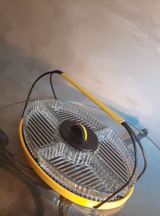 Plateau apero vintage,1955 a 60  verre moulè, bois et acier 