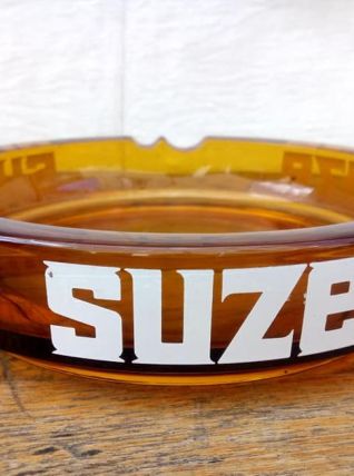 Grand cendrier publicitaire SUZE en verre ambré 