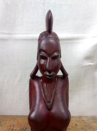 Grand buste de femme en bois sculpté - Art  africain
