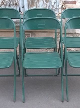  six chaise pliante métal industrielle