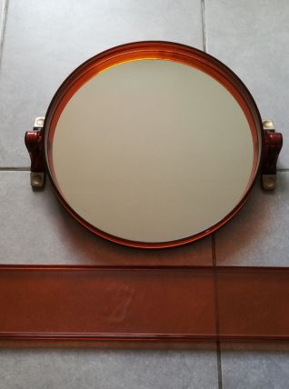 Miroir rond et étagère  vintage années 70 