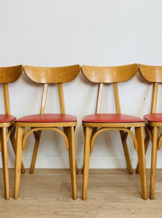 Lot 4 chaises bistrot Luterma dossier "banane" années 50