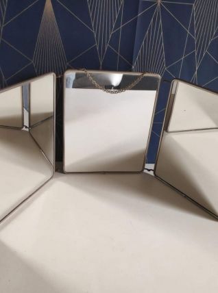 miroir triptyque de barbier avec chaîne d'origine 