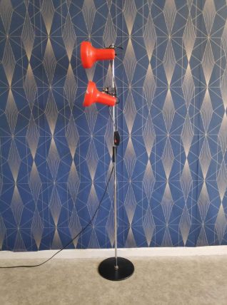 lampadaire 2 spots orange vintage