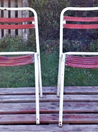 Duo de chaises Tolix assise bois