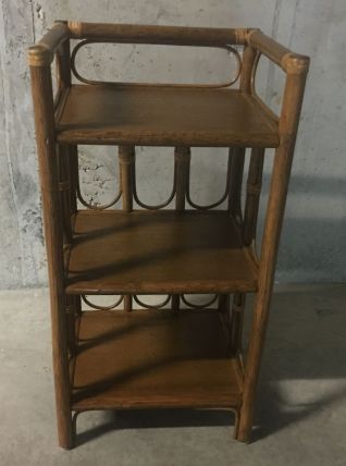 Etagère basse en rotin années 60