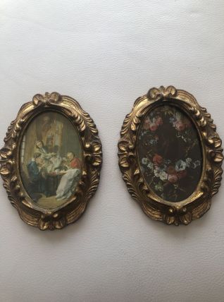 2 anciens cadres en bois doré 