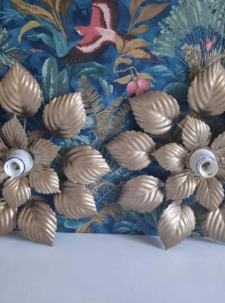 appliques murales feuilles dorées vintage des années 70
