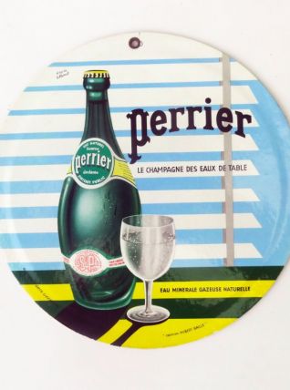Carton pub vintage PERRIER champagne des eaux de table 