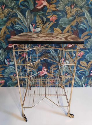 desserte range-vinyles vintage 4 étages structure métal doré