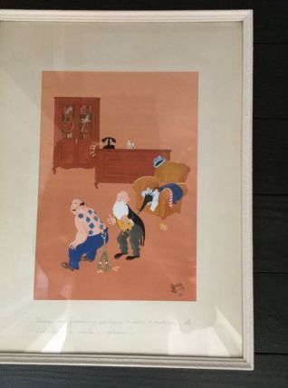 Aquarelle originale de Ferraz signée datée