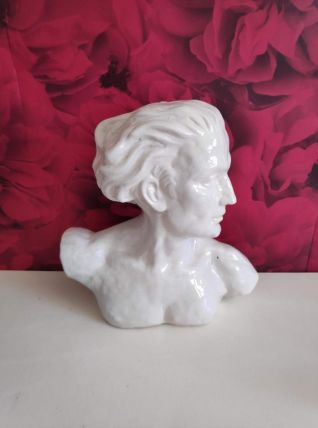 buste de J. Mermoz en céramique craquelée  signé H. Laurens