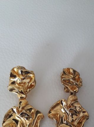 Boules d'oreilles dorées vintage 1968