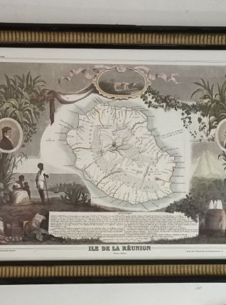 Cadre illustration Ile de La Réunion vintage