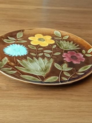 Plat rond floral Sarreguemines vintage