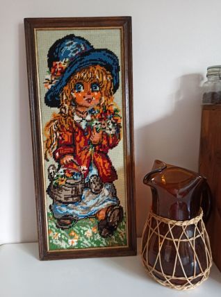 Cadre bois personnage Poulbot en Canevas