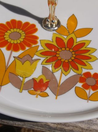 Plateau de service vintage années 60/70 en porcelaine