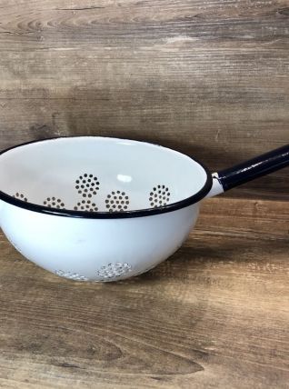 Passoire avec manche - Tôle émaillée - Vintage