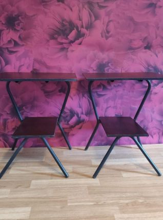 chevets en bois sombre des années 50