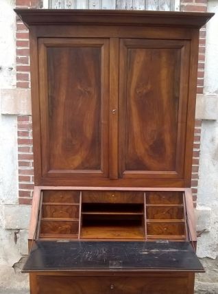 Bibliothèque secrétaire noyer et sapin xixe