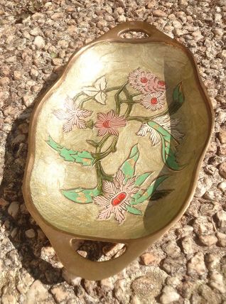 Coupelle laiton ciselée polychrome Inde