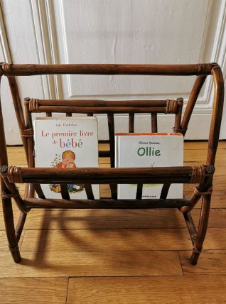 Porte revues en bambou et rotin