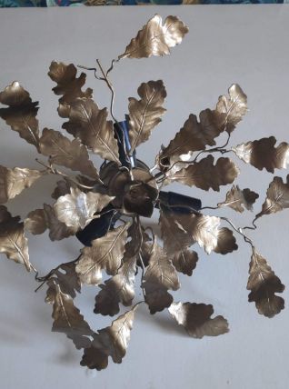 applique petites feuilles en métal doré 3 feux