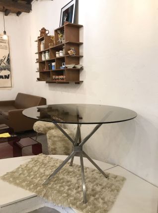 Table verre fumée 70s